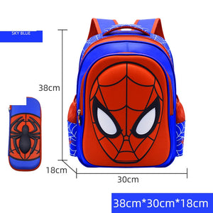 Disney Spiderman School Bag Pencil Case Captain America Children Cute Anime Figure Backpack Boys Primary Kids Kindergarten Gift