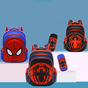 Disney Spiderman School Bag Pencil Case Captain America Children Cute Anime Figure Backpack Boys Primary Kids Kindergarten Gift