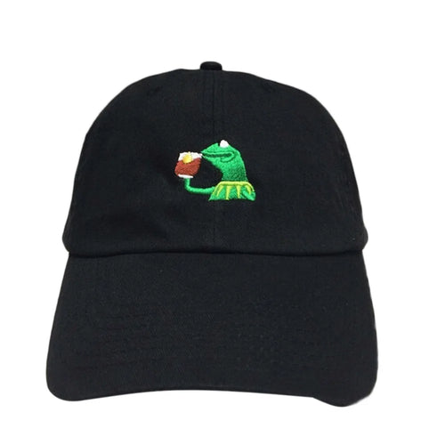 Tea Drinking Frog Baseball Caps Embroidered Golf Cap None of My Business Visors