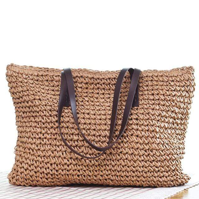 Handwoven Straw Vintage Purse Bag Bohemian Large Straw Beach Bag Chic Casual Handbag Shoulder Bag Tote Rattan Vacation Bag